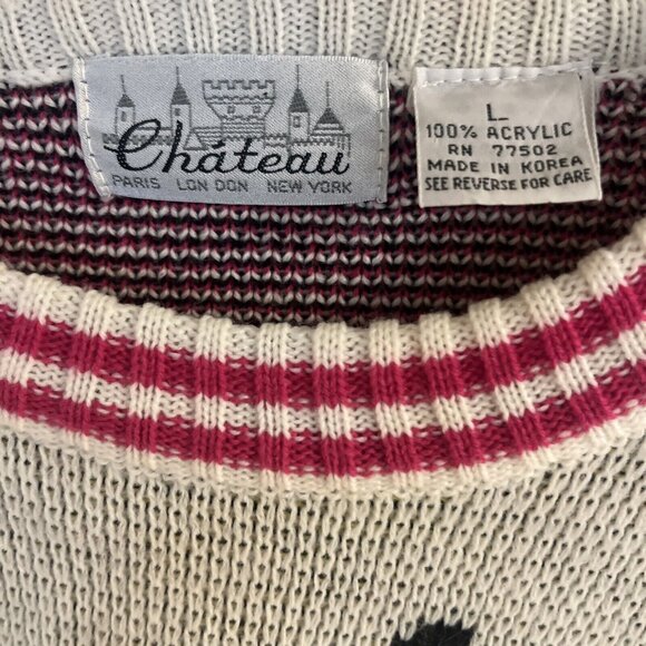 Vintage Chateau Womens Sweater 80s Bicycles Design Long Sleeves Sz L - Picture 2 of 10